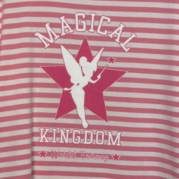 Magical Kingdom Striped Tshirt Womens Pink White Tinkerbell - Picture 5 of 9